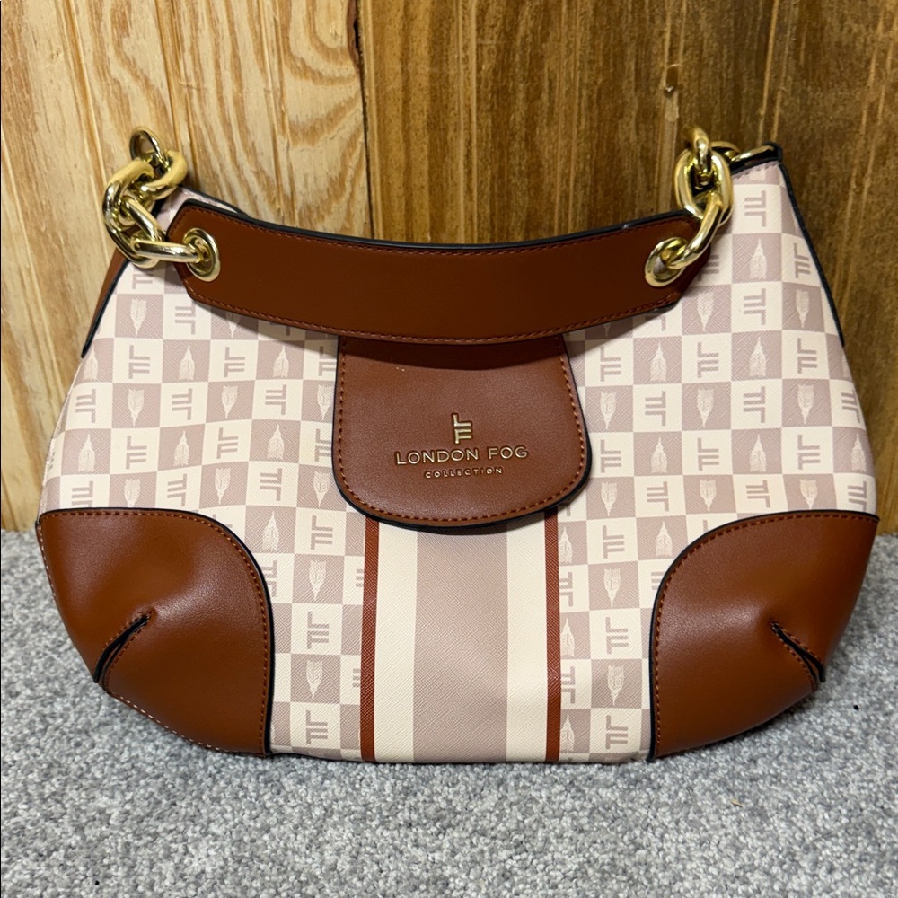 London Fog Tan and Brown Shoulder Bag